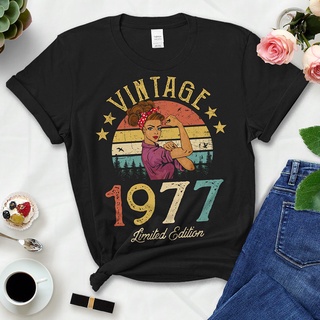 เสื้อยืดผ้าฝ้าย 1977 Limited Edition สไตล์วินเทจ แฟชั่นเรโทร สําหรับผู้หญิง งานเลี้ยงวันเกิด