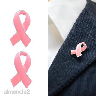 2Pcs Pink Enamel Ribbon Brooches Breast Cancer Awareness Lapel Pin Corsage