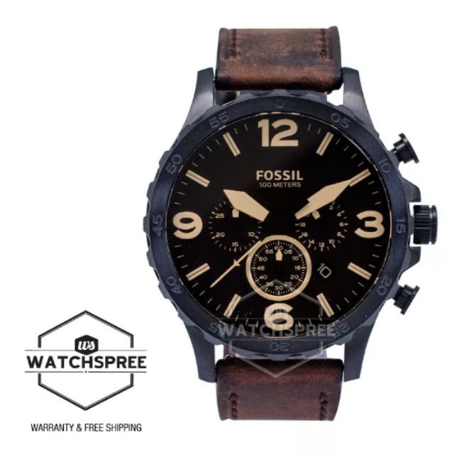 Fossil Nate Chronograph Men's Leather Watch JR1487