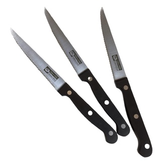 TwinFishมีดสเต็กปลายแหลม ด้ามแบกกาไลท์ หนาพิเศษ 3 ชิ้น /ชุด Steak Knife  รหัส 7342/5S