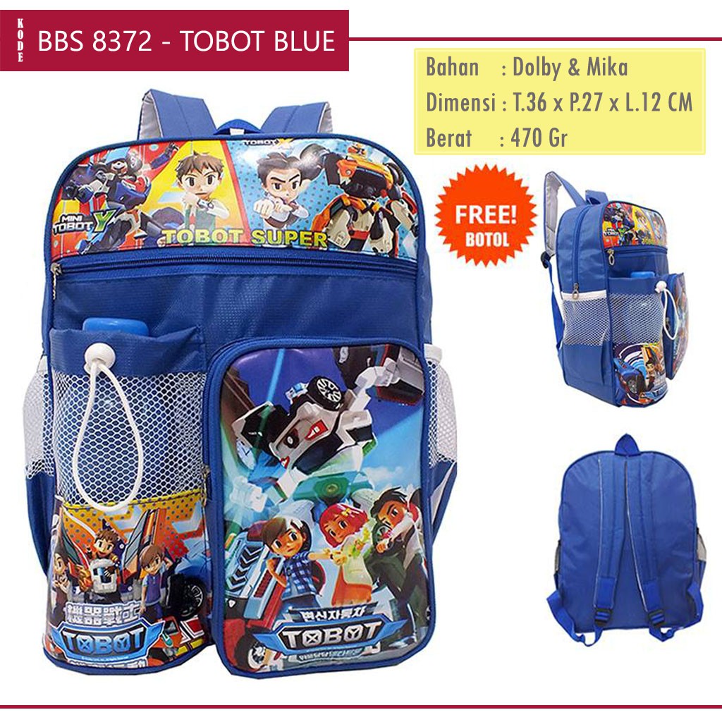 Tobot Elementary School Boys School Backpack / Tobot Robot Character Bag / Boys Backpack BBS-8372