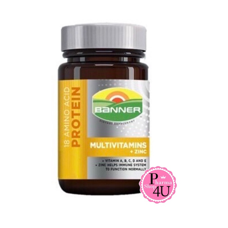 Banner Plus Vitamin & Minerals แบนเนอร์ พลัส 30 เม็ด BANNER GOLD PLUS PROTEIN