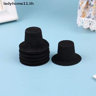 Onelady โมเดลหมวกจําลอง 1:12 สีดํา สําหรับตกแต่งบ้านตุ๊กตา DIY 10 ชิ้น