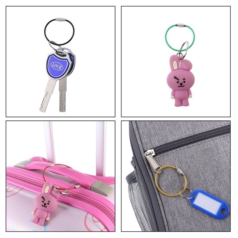 5/10 ชิ้น EDC พวงกุญแจ ลวดสเตนเลส พวงกุญแจรถ พวงกุญแจ วงกลม ที่มีสีสัน เชือก เคเบิล พวงกุญแจ ห่วง กลางแจ้ง ค่าย แท็กกระเป๋าเดินทาง - รูปที่ 3