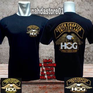 เสื้อยืดแขนสั้น พิมพ์ลาย Harleydavidson สีดํา สไตล์สวิตเซอร์แลนด์