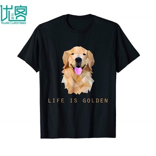 *ส่งจากไทย* เสื้อยืดพิมพ์ลาย Life Is Golden Retriever แฟชั่นฤดูร้อนสําหรับผู้ชาย