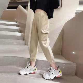 *พร้อมส่ง*Babykidsกางเกงเด็กผู้หญิงปี2021รุ่นใหม่สำหรับเด็กโตทรงหลวมขายาวสไตล์เกาหลี