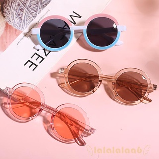 LAA6-Kids Vintage Sunglasses, Contrast Color/Transparent Round Shaped UV400 Dark Glasses