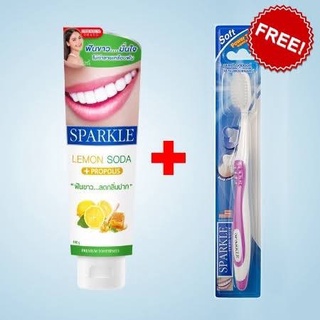 🌟 ยาสีฟัน เลมอน โซดา100 กรัม แถมแปรงสีฟัน  สปาร์คเคิล SPARKLE LEMON SODA FREE TOOTHBRUSH