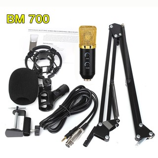 Mic Microphone BM700 ไมค์โครโฟน ไมค์อัดเสียง คอนเดนเซอร์ Pro Condenser พร้อมขาตั้งบังไมค์