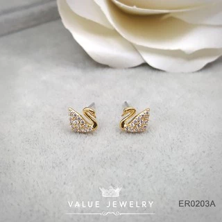 ต่างหูแป้น ฝังคริสตัลละเอียด ลายหงส์สวา Swarovski มี3สี ขนาดเล็ก ตุ้มหู เครื่องประดับ ER0203 ER0212 ER0701 ValueJewelry