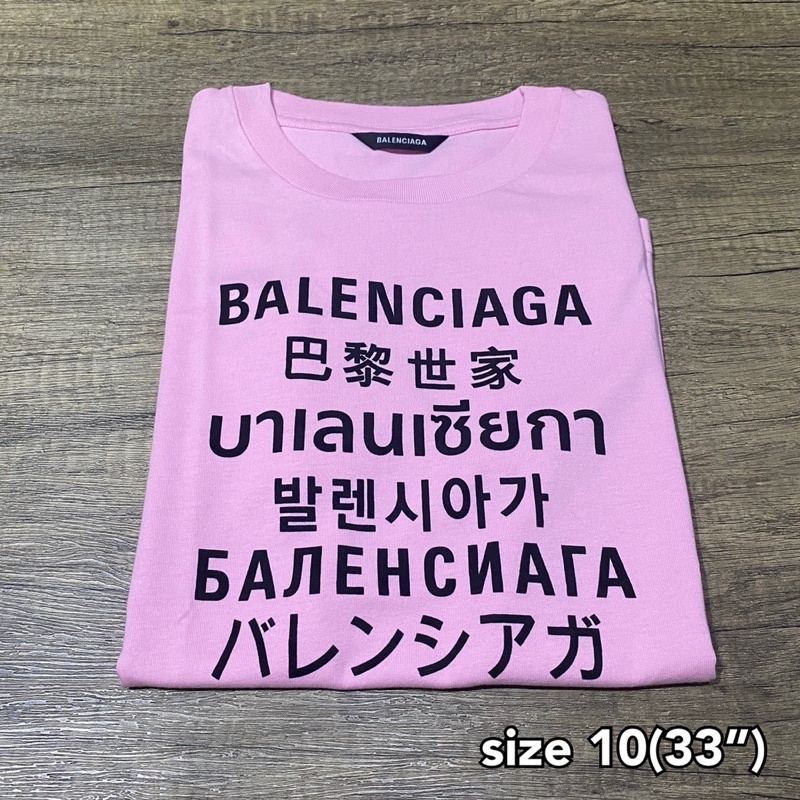 Balenciaga logo language tee t-shirt สีชมพู เสื้อ เสื้อยืด บาเลนเซียก้า ของแท้ ส่งฟรี EMS ทั้งร้าน