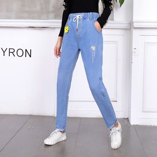 Hotnewfashion 👖 กางเกงยีนส์ขายาวแฟชั่นผู้หญิงรุ่น20#  มีเชือกผูก  มีกระเป๋า2 ข้าง  ทรงหลวมทรงสวย ใส่สบาย สินค้าพร้อมส่ง