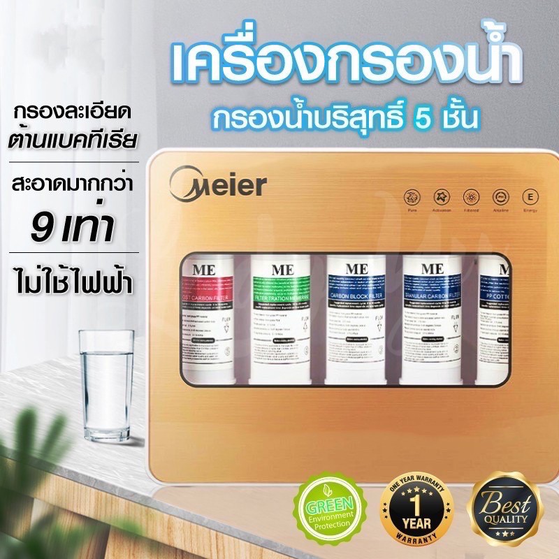 🥃 เครื่องกรองน้ำ 5 ขั้นตอน IPLEX / CEFLAR รุ่น CWP-01 / MEIER ฆ่าเชื้อและทำความสะอาดอย่างล้ำลึก รุ่น