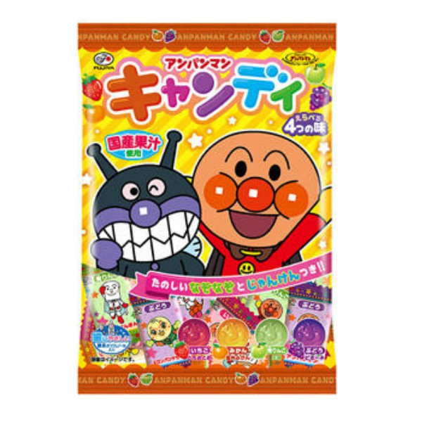 Anpanman Candy Bag 93g อันปังแมน ลูกอม ** ฟันไม่ผุ** รสผลไม้ 4 รสชาติ ในถุง ลูกอมสำหรับเด็ก จากญี่ปุ่น (ถุงเหลือง)