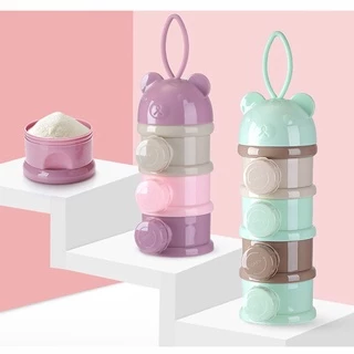 👶COD🍼 กล่องนมผง กล่องนมผงทารกแบบพกพา 3/4 ชั้น ความจุสูง นมผงสามารถเทจากด้านข้าง
