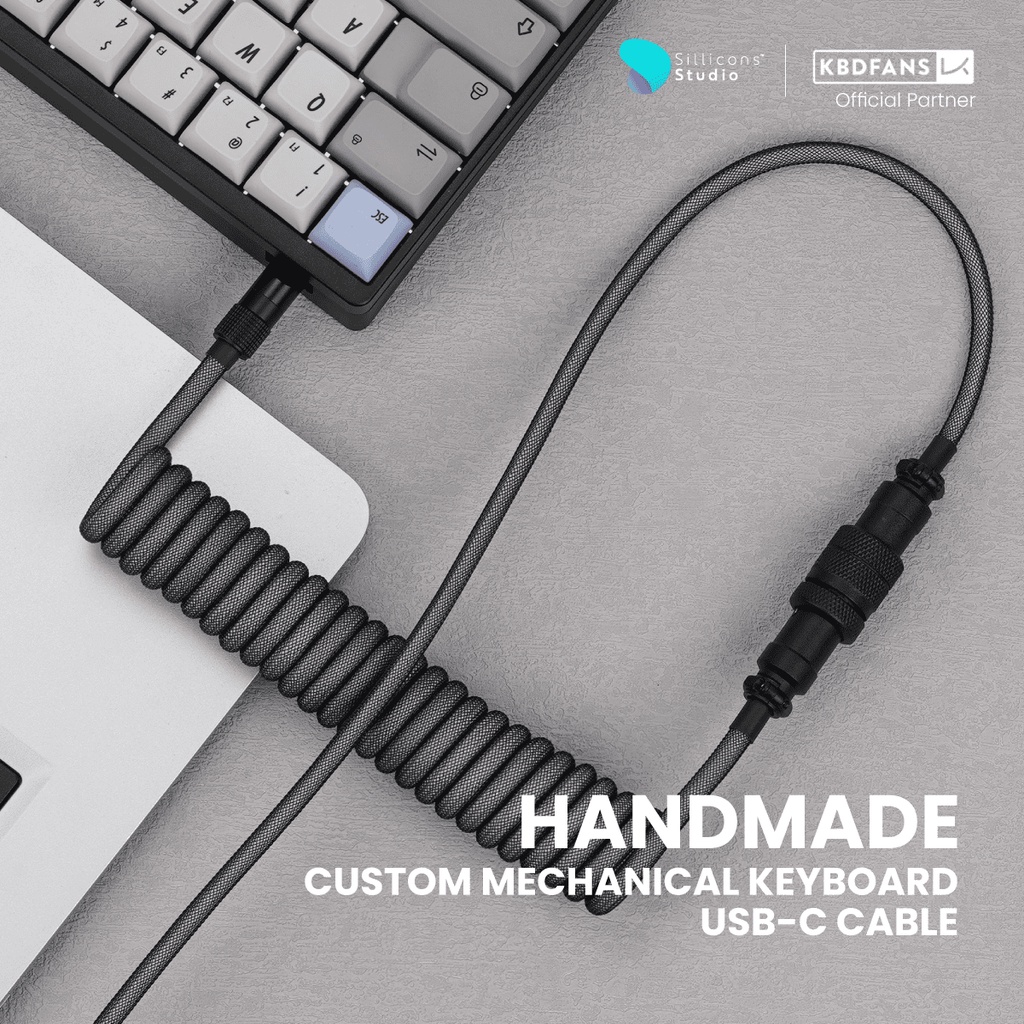 (KBDFANS) CABLE COIL GREY&BLACK HANDMADE CUSTOM MECHANICAL KEYBOARD USB ...