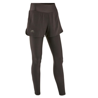 กางเกงวิ่ง กางเกงวิ่งผู้หญิง กางเกงขาสั้น รัดรูป 2-In-1 KALENJI Womens Running Shorts With Built-In Tights Dry+ - Black