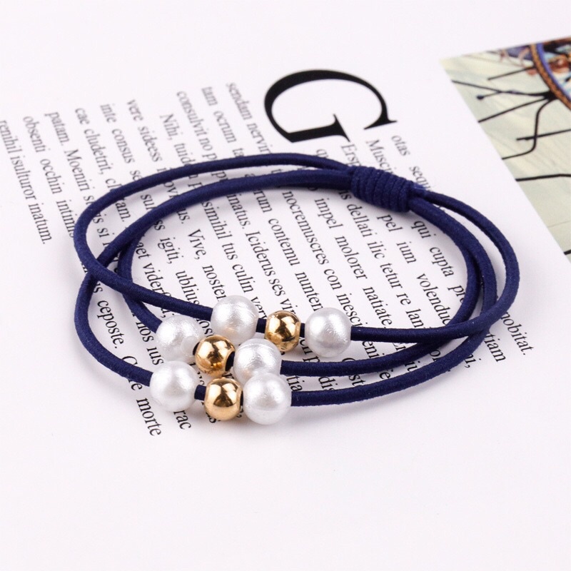 365mallshop  PP53 (ร้านไทย) หนังยางรัดผมเกาหลีสไตล์เกาหลีไข่มุข ความยืดหยุ่นสูง ยางรัดผม - รูปที่ 3