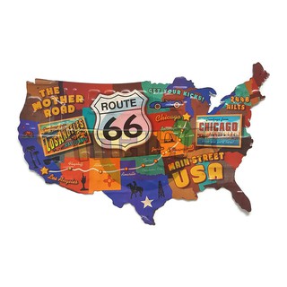 ป้ายสังกะสีวินเทจ Route 66 Main Street USA (ปั๊มนูน)