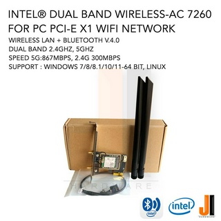 Intel® Dual Band Wireless-AC 7260 PCI-e x1 wifi network wireless lan + bluetooth v.4.0 with Antenna (มีการรับประกัน)