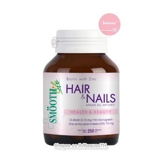 Smooth Life Biotin Zinc (90 เม็ด) ไบโอติน ซิงค์ สมูทไลฟ์ บำรุงผิวและเล็บ ลดผมบาง ผมร่วง