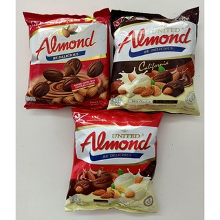 ช็อคโกแลต อัลมอนด์เคลือบช็อคโกแลต ตรา ยูไนเต็ด อัลมอนด์ chocolate almond 247.5 กรัม ขนม ลูกอม อร่อยมาก