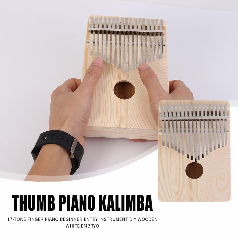 เปียโนนิ้ว 17 Key Kalimba Thumb Finger Piano African DIY Wooden White ...