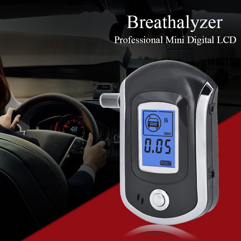 เครื่องวัด Alcohol แบบเป่า Digital Breath Alcohol Tester LCD Breathalyzer Analyzer With 5 Mouthpiece