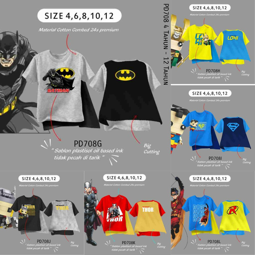 PD708 Amigoz Boys Superheroes Cape เสื้อยืด Part 2