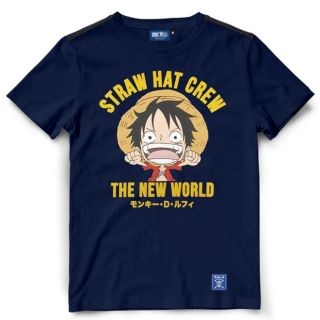 เสื้อยืดอินเทรนด์ผู้ชายอินเทรนด์ผู้หญิงเสือยืดวันพีช Onepiece 617-NV LUFFY สีกรมS-3XL