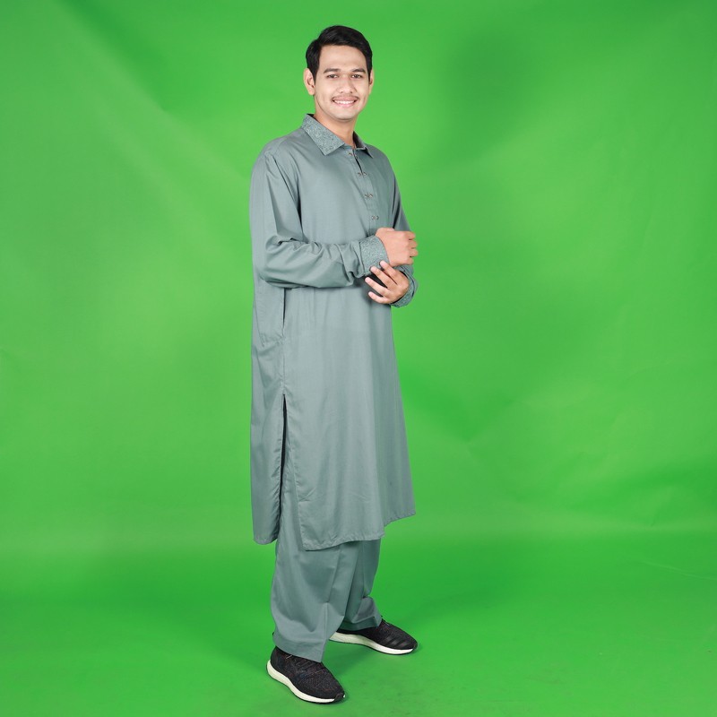 ชุดปากีชาย สีเทา ผ้าคอตต้อน รุ่นPAA11