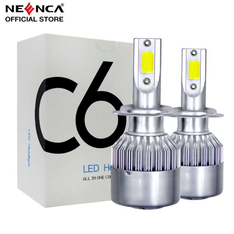 1คู่ ไฟหน้ารถยนต์ C6 LED แสงสีขาว H1 H3 H4 H7 H11 9005 9006 36W 6000K