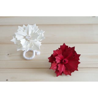 ดอกไม้ดูดน้ำหอม ดอกคริสมาสต์ Poinsettia 8cm มีเชือกลวด