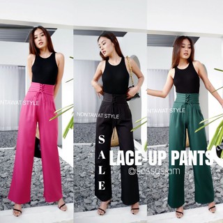 🔥Hot🔥4colour! กางเกงขายาวทรงกระบอก ดีเทลพันเอว แพทเทิลนี้ใส่มาแล้วดูเอวคลอดหุ่นดีสุดๆ nontawat