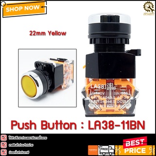 PUSH BUTTON LA38-11BN,22mm,Yellow