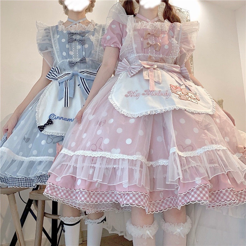ชุดโลลิต้า 🌈LOLITA เดรสสีชมพูหวานน่ารัก เดรสผู้หญิงโลลิต้า OP เดรสแขนสั้น  มีให้เลือก 2 สี Alice cos
