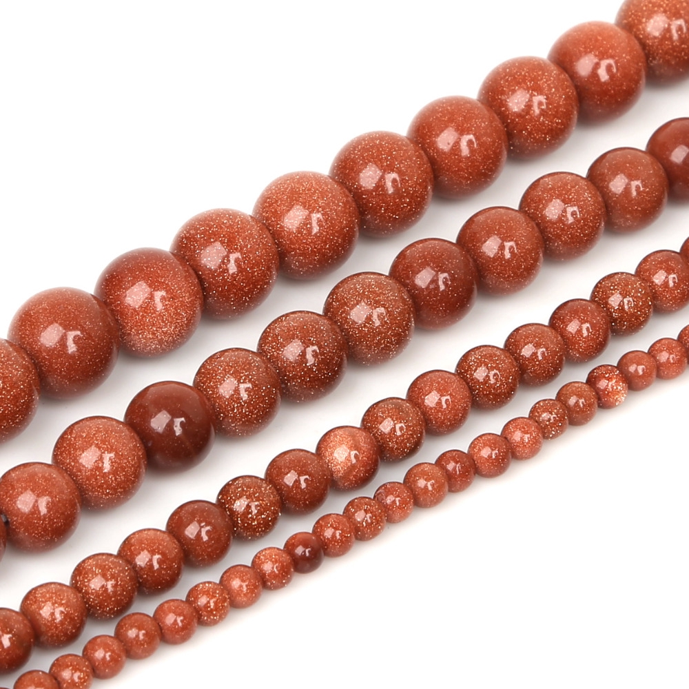 หินทรายธรรมชาติ/ทรายทองรอบลูกปัดหลวม 15 "Strand 4 6 8 10 12 มม.ขนาดเลือกสําหรับเครื่องประดับ