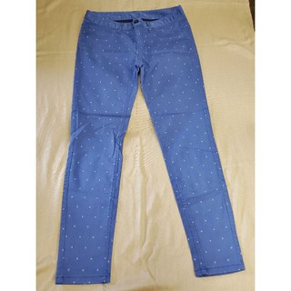 GIORDANO PANTS กางเกงผ้าพิมพ์ลาย (มือสอง) สีน้ำเงินอ่อน