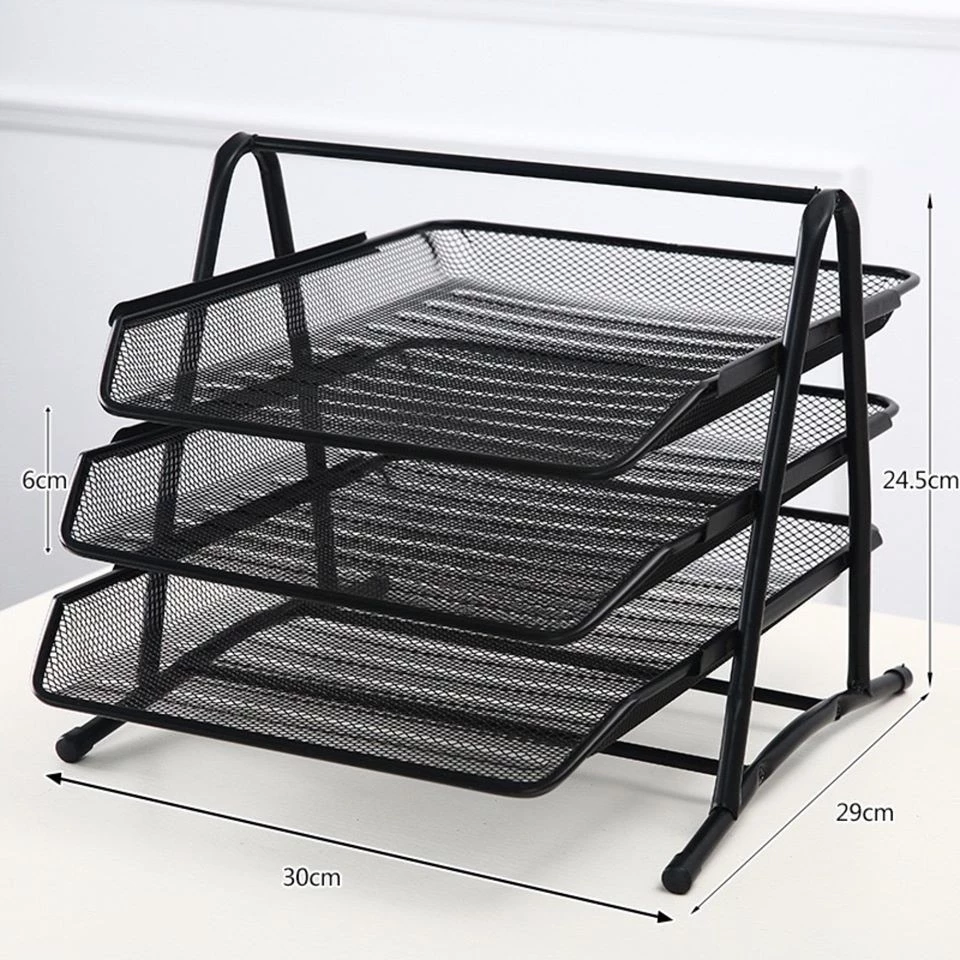 [No.2484] ชั้นวางเอกสาร วางกระดาษ ขนาด A4  หรือวางจดหมาย ขนาด 3 ชั้น สีดำ Document Basket Tray thumbnail 5