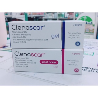 Clenascar Gel หลอดฟ้า 7 กรัม/ Clenascar Gel post Acne สีม่วง 7 กรัม