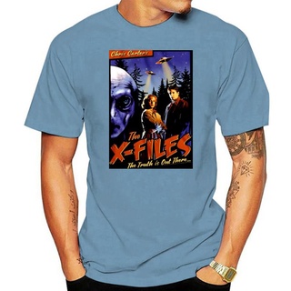 เสื้อยืดผ้าฝ้ายพิมพ์ลาย เสื้อยืดคอกลม ผ้าฝ้าย พิมพ์ลายโปสเตอร์ The X - Files Tv Show Science Fiction สีดํา สไตล์วินเทจ ไ