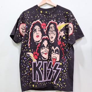 เสื้อวงKISS ลายโอเวอร์ปริ้น ตะเข็บเดี่ยวบนล่าง สไตล์วินเทจ สกรีนทั้งตัว ผ้านอก เสื้อOVP เสื้อโอเวอร์ไซส์ เสื้อวงดนตรี