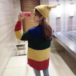 เดรสไหมพรมแขนยาว ทักทอเนื้อหนาเกรดพรีเมี่ยม ไล่สีสันสดใส
