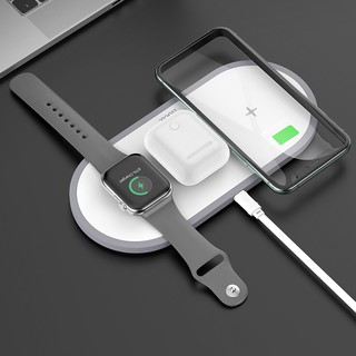 Wireless charger “CW24 Handsome” 3-in-1 tabletop charging dock Hoco CW24 3in1 แท่นชาร์จไวเล็ตไร้สาย ของแท้100%