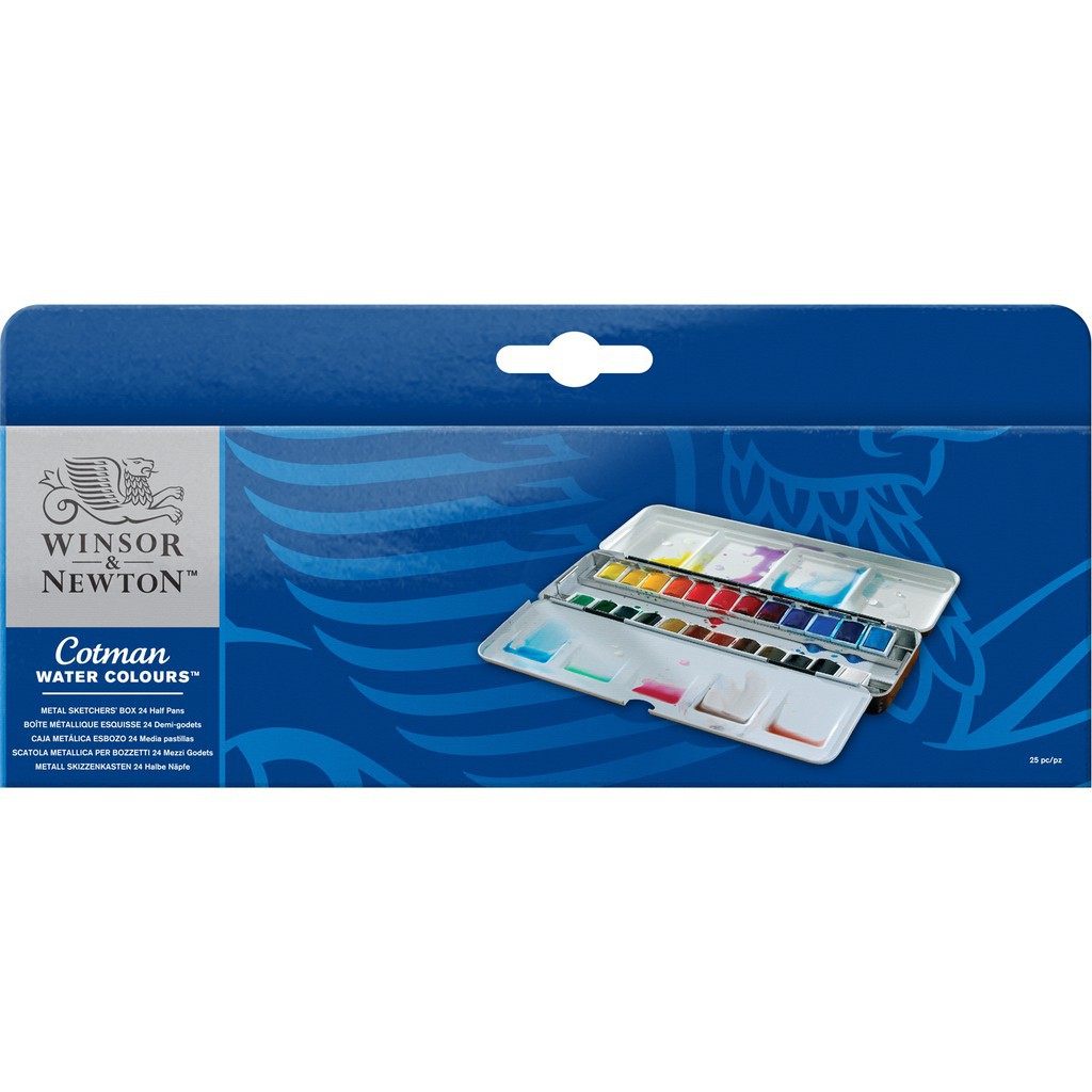 (พรีออเดอร์ 7-10 วัน)สีน้ำคอทแมนชุด24สี Cotman Water Colours Metal Sketchers' Box - 24 Half Pans กล่องสีน้ำเงิน