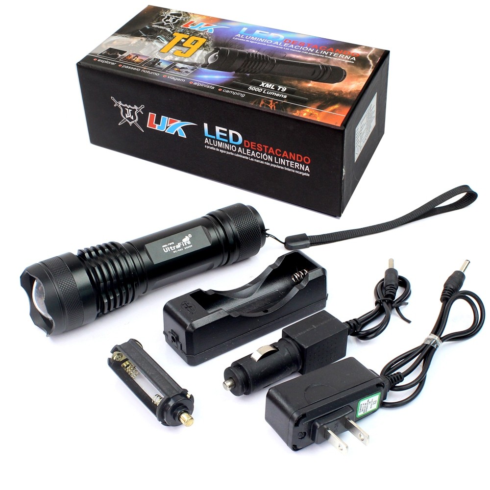 Telecorsa ไฟฉาย ไฟฉายเดินป่า XML-T9 5000 Lumens LED Zoom Flashlight รุ่น LED-torchlight-destacanoo-XML-T9-5000-Lumens-00