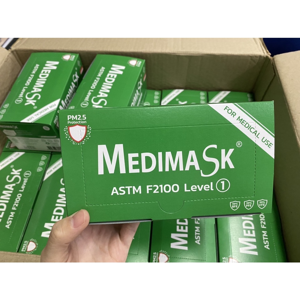 [พร้อมส่ง] Medimask สีเขียว 1กล่อง50ชิ้น แมสเกรดการแพทย์ หมอและพยาบาลเลือกใช้มากที่สุด ของแท้100%