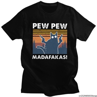 เสื้อยืดผ้าฝ้ายพิมพ์ลายแฟชั่น ลดกระหน่ํา เสื้อยืดแขนสั้น พิมพ์ลายแมว Pew Madafakas สไตล์วินเทจ คลาสสิก KLcngg47OHioff56