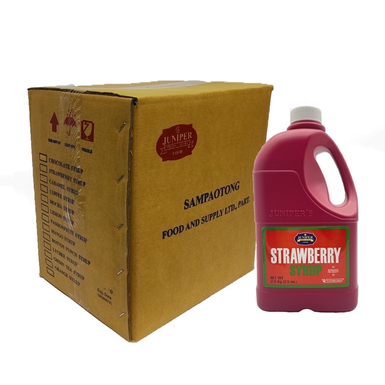ยกลังJuniper Strawberry Syrup 2.5 KG. (จูนิเปอร์ สตรอเบอร์รี่ ไซรัป 2.5 กิโลกรัม)**จำกัดการซื้อ 1 ลั